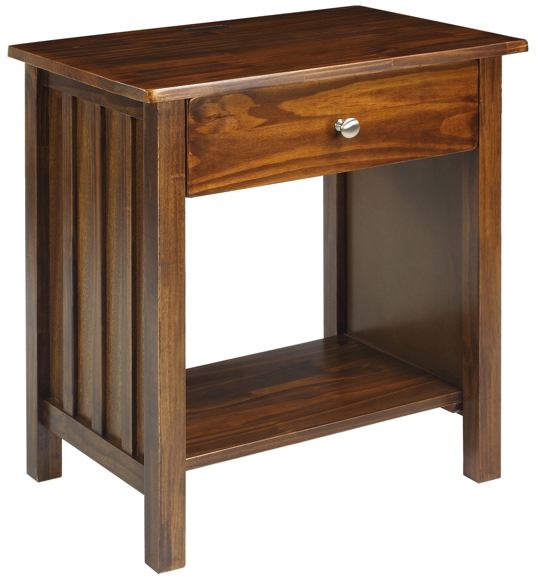 Casual Home Vanderbilt Nightstand With Usb Ports-Warm Brown, 24"L X 17"W X 27"H
